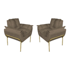 Kit 2 Poltronas Escritório Base Dourada Suede Cappucino - Val