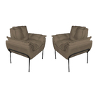 Kit 2 Poltronas Escritório Base Preta Suede Cappucino - Valli