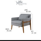 Kit 2 Poltronas Estofada + 1 Puff Ciça Madeira Maciça Verniz