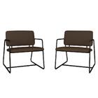 Kit 2 Poltronas Estofadas Sintra Preto Fosco/marrom - Móveis