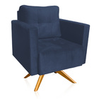 Kit 2 Poltronas Giratória Livia Suede Azul Marinho Base De Ma