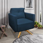 Kit 2 Poltronas Giratória Luisa Suede Azul Marinho Base De Ma