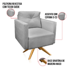 Kit 2 Poltronas Giratória Luisa Suede Cinza Base De Madeira M