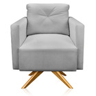 Kit 2 Poltronas Giratória Luisa Suede Cinza Base De Madeira M