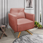 Kit 2 Poltronas Giratória Luisa Veludo Base De Madeira Ma30 -
