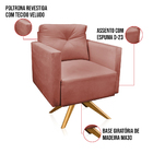Kit 2 Poltronas Giratória Luisa Veludo Base De Madeira Ma30 -