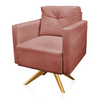 Kit 2 Poltronas Giratória Luisa Veludo Base De Madeira Ma30 -