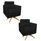 Kit 2 Poltronas Giratória Luisa Veludo Base De Madeira Ma30 -