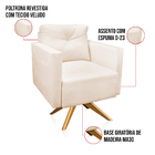 Kit 2 Poltronas Giratória Luisa Veludo Bege Base De Madeira M