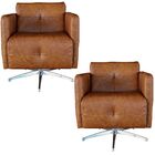 Kit 2 Poltronas Giratória Para Sala De Estar Astana Couro Car