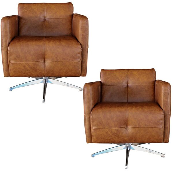 Kit 2 Poltronas Giratória Para Sala De Estar Astana Couro Car