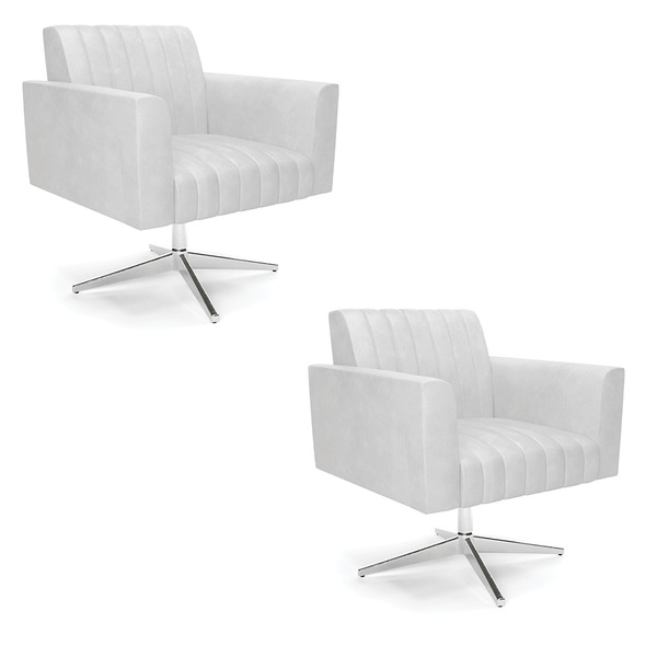 Kit 2 Poltronas Giratória Viena Gomada Corano Base Cromada D0