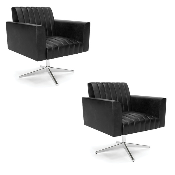 Kit 2 Poltronas Giratória Viena Gomada Corano Base Cromada D0