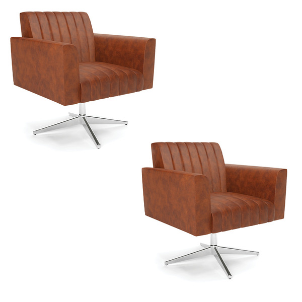 Kit 2 Poltronas Giratória Viena Gomada Corano Base Cromada D0