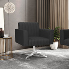 Kit 2 Poltronas Giratória Viena Gomada Corino Base Cromada D0