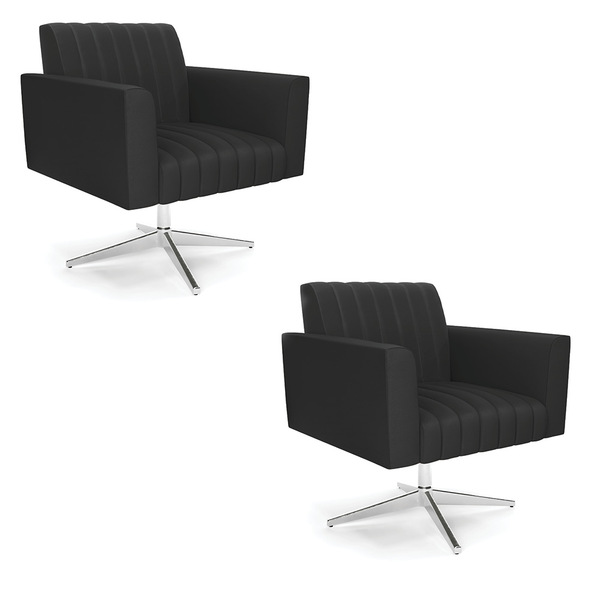 Kit 2 Poltronas Giratória Viena Gomada Corino Base Cromada D0