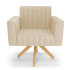 Kit 2 Poltronas Giratória Viena Gomada Corino Base De Madeira