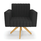 Kit 2 Poltronas Giratória Viena Gomada Corino Base De Madeira