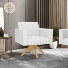 Kit 2 Poltronas Giratória Viena Gomada Corino Base De Madeira