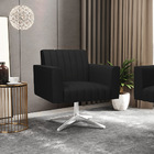 Kit 2 Poltronas Giratória Viena Gomada Linho Base Cromada D03