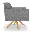 Kit 2 Poltronas Giratória Viena Gomada Linho Base De Madeira