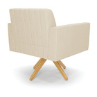 Kit 2 Poltronas Giratória Viena Gomada Linho Base De Madeira