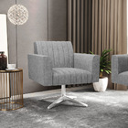 Kit 2 Poltronas Giratória Viena Gomada Linho Grafite A26 Base