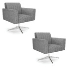Kit 2 Poltronas Giratória Viena Gomada Linho Grafite A26 Base