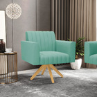 Kit 2 Poltronas Giratória Viena Gomada Suede Azul Turquesa Ba
