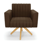 Kit 2 Poltronas Giratória Viena Gomada Suede Base De Madeira