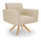 Kit 2 Poltronas Giratória Viena Gomada Suede Base De Madeira