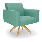 Kit 2 Poltronas Giratória Viena Gomada Suede Base De Madeira