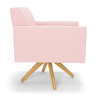 Kit 2 Poltronas Giratória Viena Gomada Suede Base De Madeira