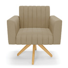 Kit 2 Poltronas Giratória Viena Gomada Suede Base De Madeira