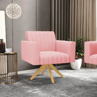 Kit 2 Poltronas Giratória Viena Gomada Suede Base De Madeira