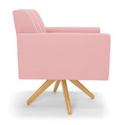 Kit 2 Poltronas Giratória Viena Gomada Suede Base De Madeira