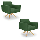 Kit 2 Poltronas Giratória Viena Gomada Suede Base De Madeira