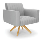 Kit 2 Poltronas Giratória Viena Gomada Suede Base De Madeira