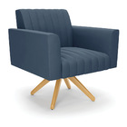 Kit 2 Poltronas Giratória Viena Gomada Suede Base De Madeira