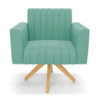 Kit 2 Poltronas Giratória Viena Gomada Suede Base De Madeira