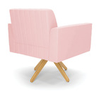 Kit 2 Poltronas Giratória Viena Gomada Suede Base De Madeira