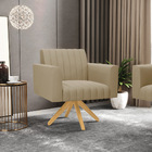 Kit 2 Poltronas Giratória Viena Gomada Suede Base De Madeira
