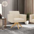 Kit 2 Poltronas Giratória Viena Gomada Suede Base De Madeira