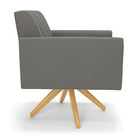 Kit 2 Poltronas Giratória Viena Gomada Suede Base De Madeira