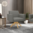 Kit 2 Poltronas Giratória Viena Gomada Suede Base De Madeira