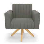 Kit 2 Poltronas Giratória Viena Gomada Suede Base De Madeira