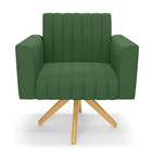 Kit 2 Poltronas Giratória Viena Gomada Suede Base De Madeira