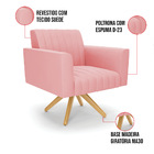 Kit 2 Poltronas Giratória Viena Gomada Suede Rosê Base De Mad
