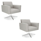 Kit 2 Poltronas Giratória Viena Gomada Veludo Base Cromada D0