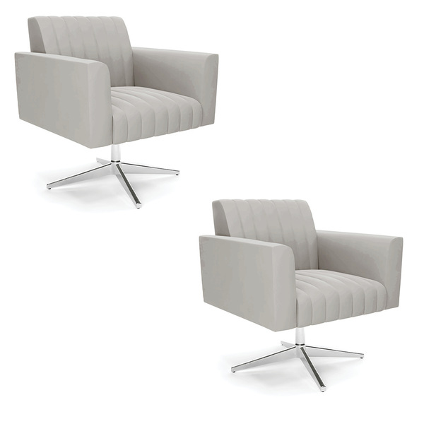 Kit 2 Poltronas Giratória Viena Gomada Veludo Base Cromada D0